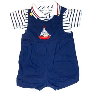 B.T. Kids Baby Boys Sailboat Nautical 2-Piece Romper Out